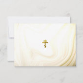 Goud en Donker Tan Faux Marble Wervelt Doop Bedankkaart (Achterkant)