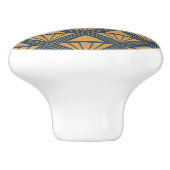 Goud en donkerblauw Art Deco ontwerp met rhombusse Keramische Knop (Zijkant)