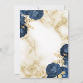 Goud en donkerblauwe vintage bloemenrand save the date (Achterkant)