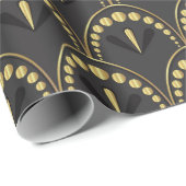 Goud en donkergrijs kunstdeco geometrisch patroon cadeaupapier (Rol Hoek)