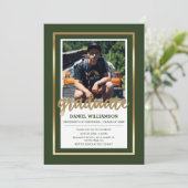 Goud en donkergroen typografie | Foto Afstuderen Kaart (Staand voorkant)