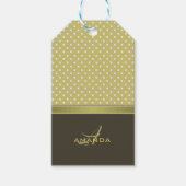 Goud en Ecru Olive Green Elegant Monogram Cadeaulabel (Voorkant)
