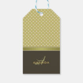 Goud en Ecru Olive Green Elegant Monogram Cadeaulabel (Achterkant)