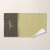 Goud en Ecru Olive Green Elegant Monogram Handdoek (Handdoek)
