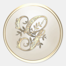 Goud en eiwit  Initiaal Monogram G Ronde Sticker