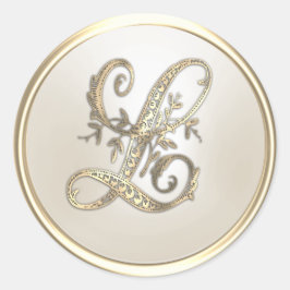 Goud en eiwit  Initiaal Monogram L Ronde Sticker