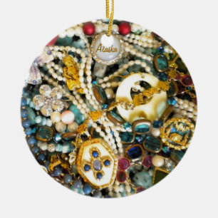 Goud en eiwit keramisch ornament