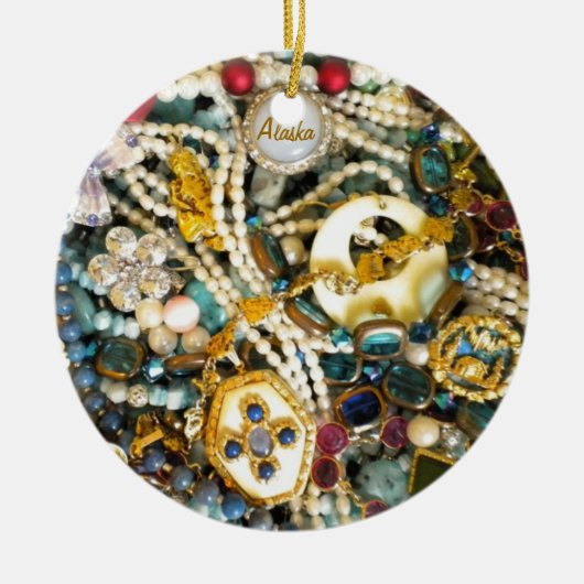 Goud en eiwit keramisch ornament (Voorkant)