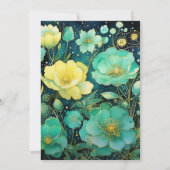 Goud en Emerald Groen Bloemen Bruiloft Kaart (Achterkant)