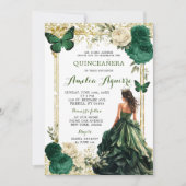 Goud en Emerald Groen Koninklijke Prinses Quinceañ Kaart (Voorkant)