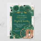 Goud en Emerald Groen Western Charra Quinceañera Kaart (Voorkant)