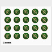 Goud en Emerald Monogram C Envelope Seal Ronde Sticker (Vel)