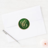 Goud en Emerald Monogram C Envelope Seal Ronde Sticker (Envelop)