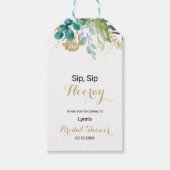 Goud en Eucalyptus Sip Hooray Vrijgezellenfeest Cadeaulabel (Voorkant)
