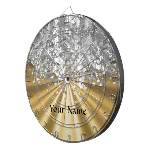 Goud en faux glitter op maat dartbord (Voorkant Rechts)
