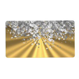 Goud en faux glitter op maat etiket