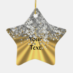 Goud en faux glitter op maat keramisch ornament