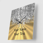 Goud en faux glitter vierkante klok (Hoek)
