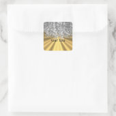 Goud en faux op maat vierkante sticker (Tas)