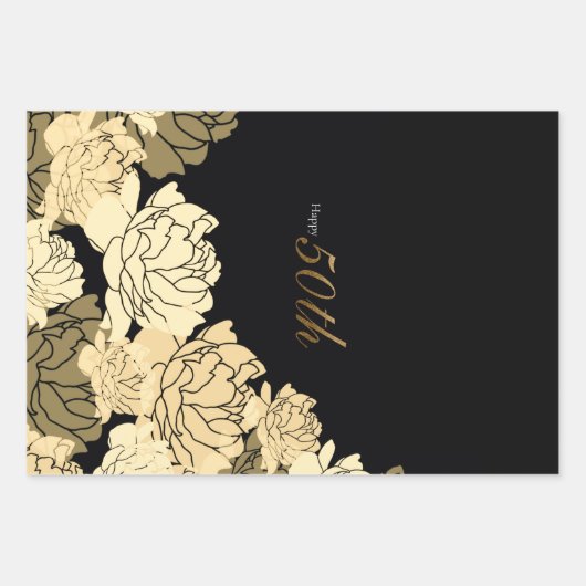 Goud en geel 50e verjaardag inpakpapier vel (Voorkant)