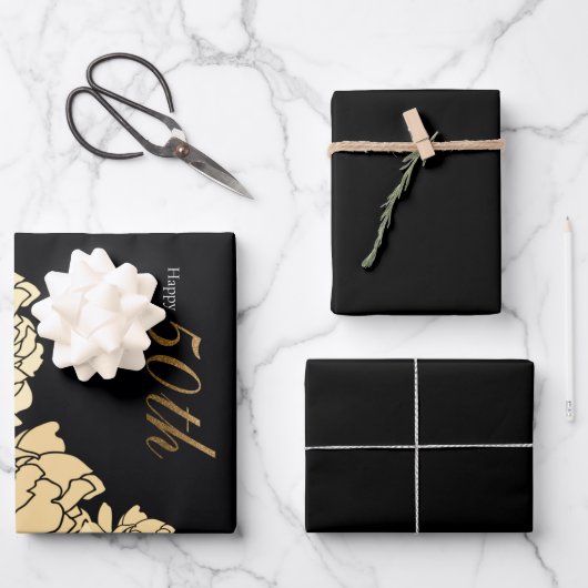 Goud en geel 50e verjaardag inpakpapier vel (Voorkant)