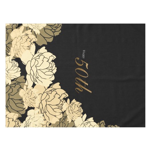 Goud en geel 50e verjaardag tafelkleed (Voorkant (Horizontaal))