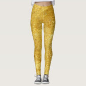 Goud en geel samengeperst marmerpatroon leggings (Voorkant)
