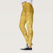 Goud en geel samengeperst marmerpatroon leggings (Links)