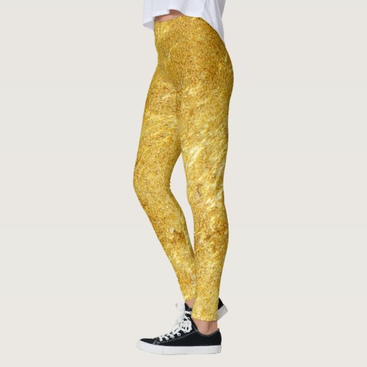 Goud en geel samengeperst marmerpatroon leggings (Links)