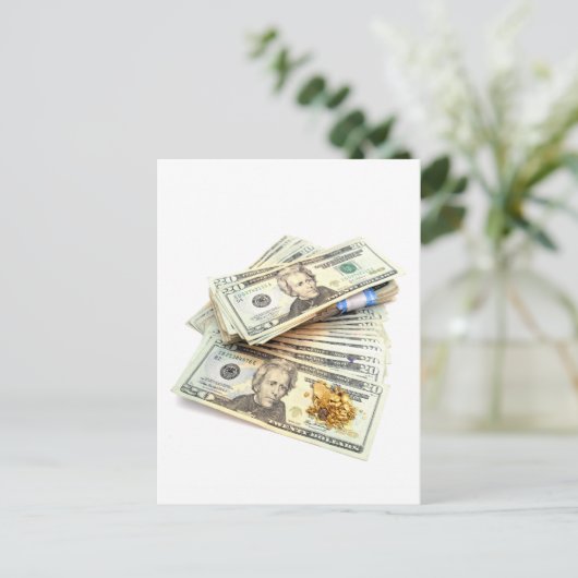 Goud en geld briefkaart (Staand voorkant)