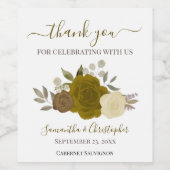 Goud en gele rozen Elegant Weddenschap Hartelijk d Wijn Etiket (Enkel label)