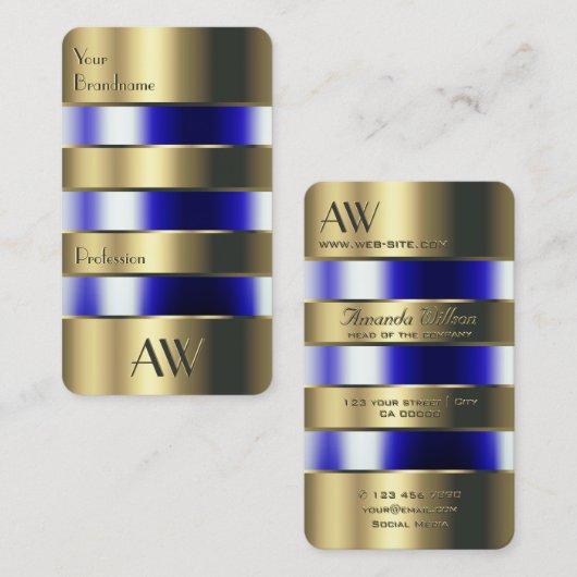 Goud en glas kunnen blauwe vloeistoffen met Initia Visitekaartje (Voorkant / Achterkant)