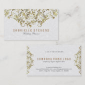 Goud en glitter Floral overslaan wit Visitekaartje (Voorkant / Achterkant)