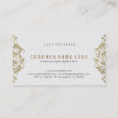 Goud en glitter Floral overslaan wit Visitekaartje (Achterkant)