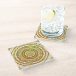 Goud en Glitter Mandala Glazen Onderzetter