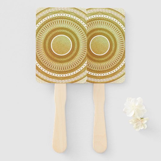 Goud en Glitter Mandala Handwaaier (Voorkant en achterkant)