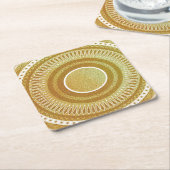 Goud en Glitter Mandala Kartonnen Onderzetters (Schuin)