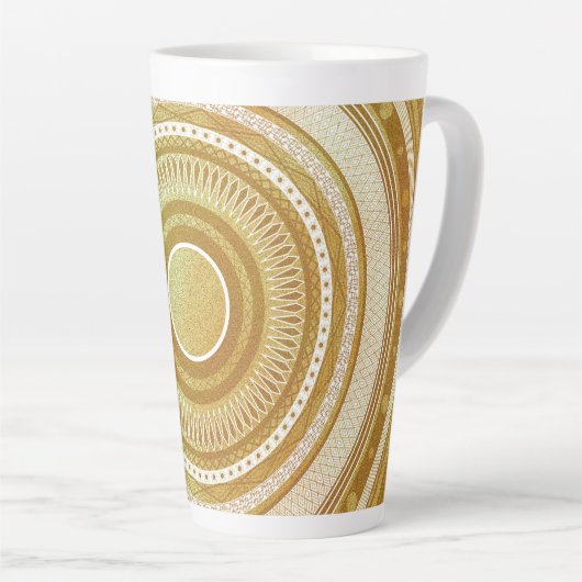 Goud en Glitter Mandala Latte Mok (Rechterhoek)