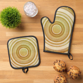 Goud en Glitter Mandala Ovenwant & Pannenlap Set