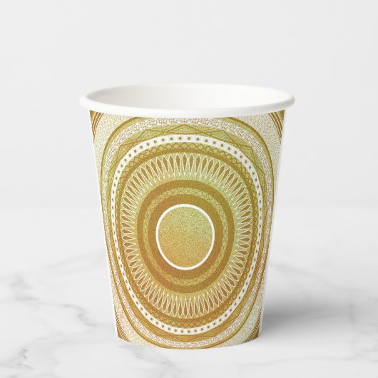 Goud en Glitter Mandala Papieren Bekers (Voorkant)