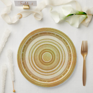 Goud en Glitter Mandala Papieren Bordje