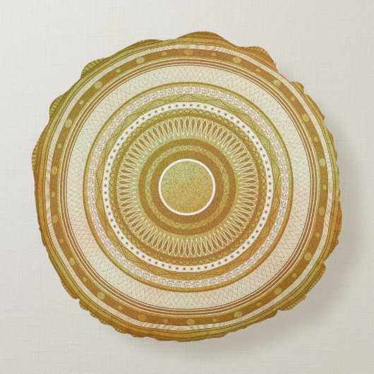 Goud en Glitter Mandala Rond Kussen (Achterkant)