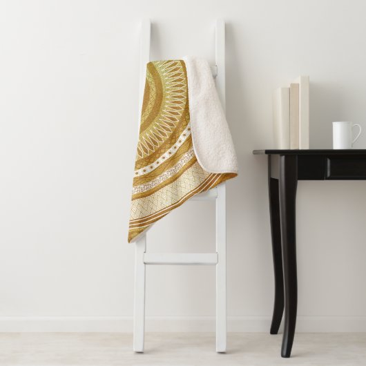 Goud en Glitter Mandala Sherpa Deken (In situ)