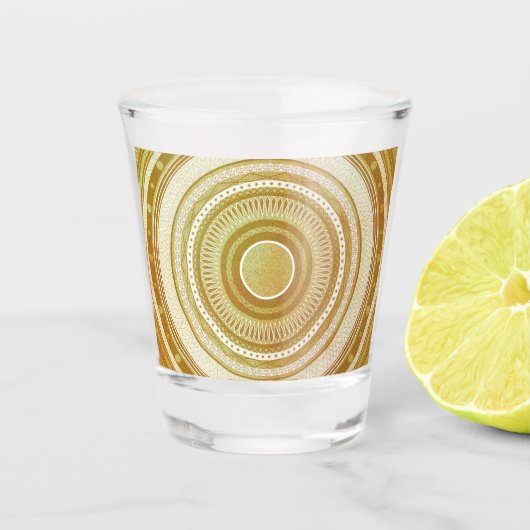 Goud en Glitter Mandala Shot Glas (Voorkant)