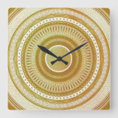 Goud en Glitter Mandala Vierkante Klok (Voorkant)