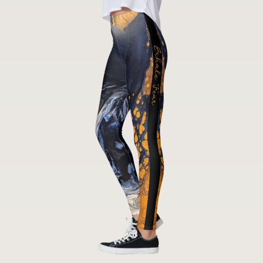 Goud en Glitter marmeren textuur gebeeldhouwde ser Leggings (Links)