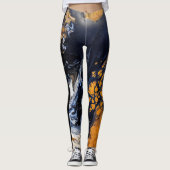Goud en Glitter marmeren textuur gebeeldhouwde ser Leggings (Voorkant)