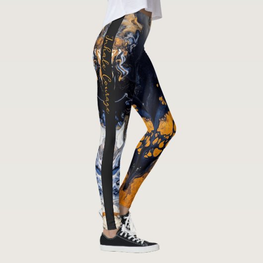 Goud en Glitter marmeren textuur gebeeldhouwde ser Leggings (Rechts)