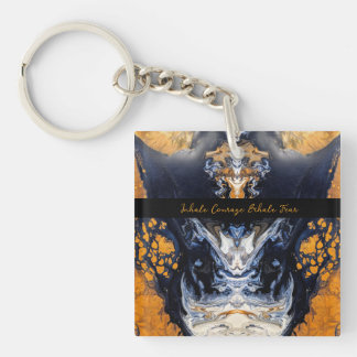 Goud en Glitter marmeren textuur gebeeldhouwde ser Sleutelhanger