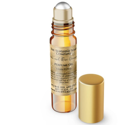 Goud en Glitter Parfum Roller Fles Label